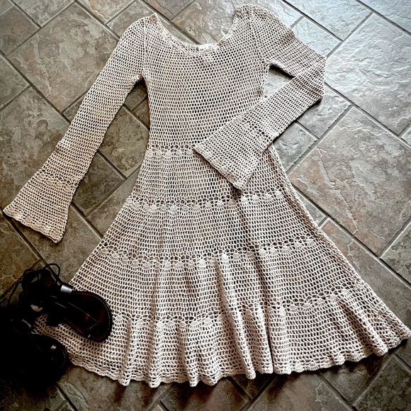 ⭐️BOGO FREE⭐️ FREE PEOPLE Belle Crochet Y2K Boho Dress - Picture 1 of 12